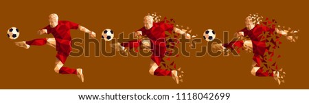 vector illustration soccer football player low-poly style concept russia costa rica serbia, morocco, switzerland, popular, trend