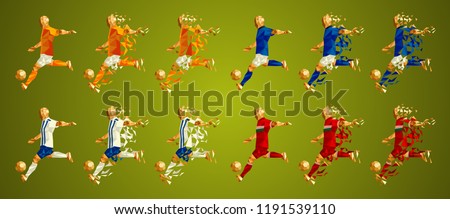 Champion's league group D, Football,  Soccer players colorful uniforms, 4 teams, vector illustration, set 5/8, Galatasaray, Schalke, Porto, Lokomotiv
