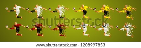 Champion league group H, Football,  Soccer players colorful uniforms, 4 teams, vector illustration, set 1/8, Manchester, Young boys, Valencia, Juventus