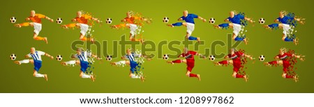 Champion league group D, Football,  Soccer players colorful uniforms, 4 teams, vector illustration, set 5/8, Galatasaray, Schalke, Porto, Lokomotiv