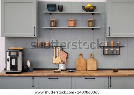 Similar – Image, Stock Photo Interior of kitchen with various appliances