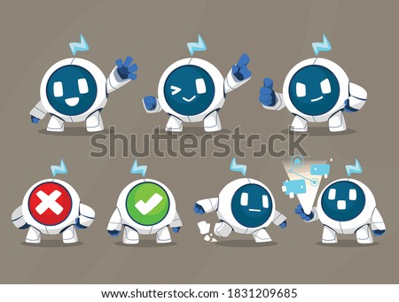 Sphere modern robot mascot set