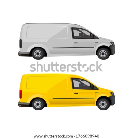 Vector illustration stock car, station wagon, Mercedes, Volkswagen, isolated yellow and gray silver transport.