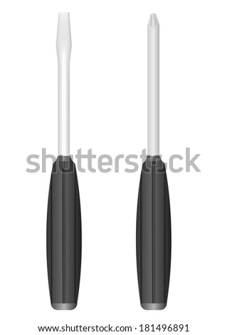 slotted screwdriver and phillips screwdriver. Vector illustration.