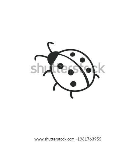 Cute ladybug or ladybird simple outline icon. Vector illustration isolated on white background
