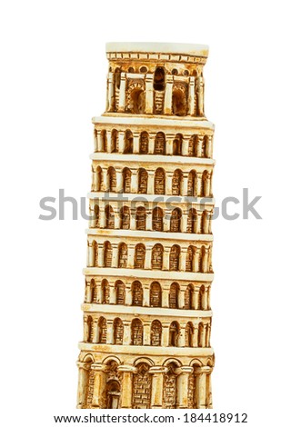 Leaning tower of Pisa isolated on white background