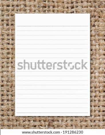 Notebook paper on sack texture