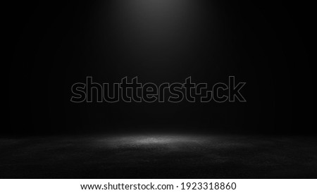 Product showcase with spotlight. Black studio room background. Use as montage for product display Сток-фото © 
