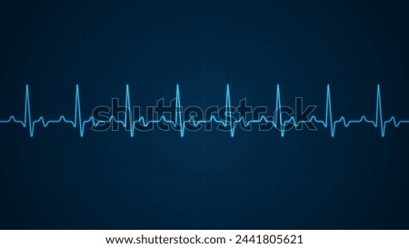 Emergency ekg monitoring. Blue glowing neon heart pulse. Heart beat. Electrocardiogram