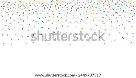 Colorful sprinkles banner background, colorful falling decorative sprinkles background