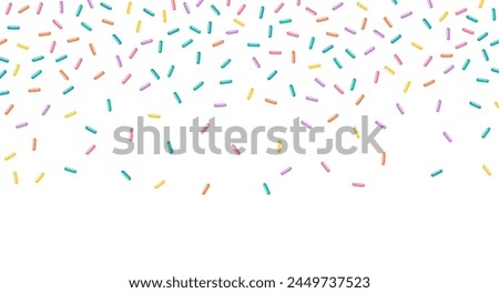 Colorful sprinkles banner background, colorful falling decorative sprinkles background