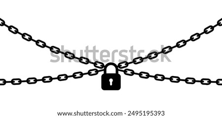 Chain with lock isolated on white background. Concept of protection