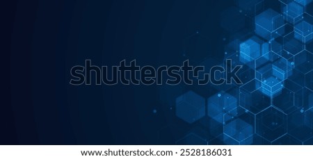 Digital technology background. Abstract hexagons background with lines and dots. Design for science, medicine or technology