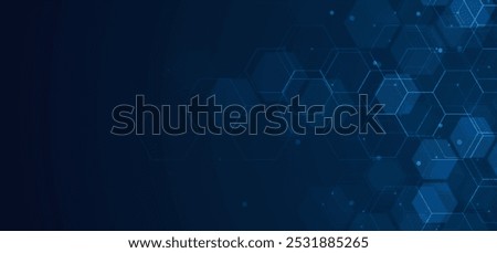 Digital technology background. Abstract hexagons background with lines and dots. Design for science, medicine or technology