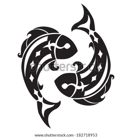 Pisces Zodiac Sign. Isolated On White Background. Vector Illustration ...