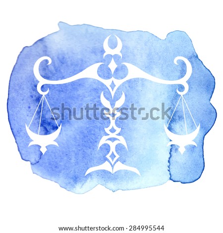 Libra zodiac sign on watercolor background. Vector Illustration 