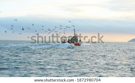 Similar – Image, Stock Photo Fishing boat at sea