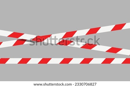 Demarcation tape, red white, gray background