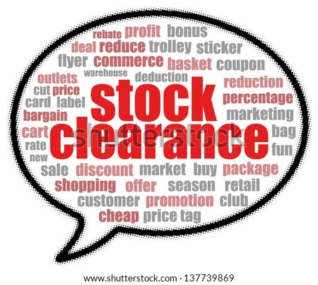 Stock clearance in speech bubble