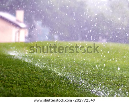 rain drops fall from the roof, natural background