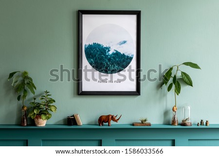 Similar – Image, Stock Photo Stage-ready | indoor plant in the window, framed by light-coloured curtains, photographed from the outside.