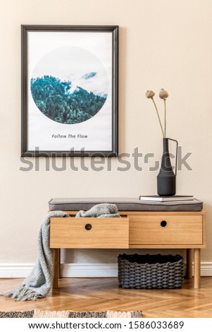 Similar – Image, Stock Photo Stage-ready | indoor plant in the window, framed by light-coloured curtains, photographed from the outside.