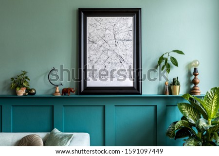 Similar – Image, Stock Photo Stage-ready | indoor plant in the window, framed by light-coloured curtains, photographed from the outside.