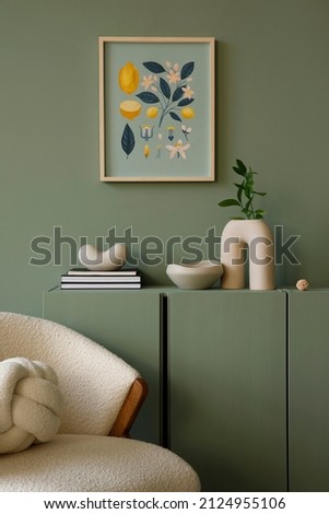 Similar – Image, Stock Photo Accessory composition detail for women and girls. White flower in a small ceramic vase with copper bracelet and golden rings and leather bag on a wooden side table at a white wall in a bright room.