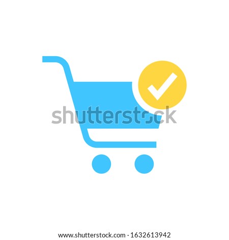 shopping cart and check mark flat vector icon - ui icon vector