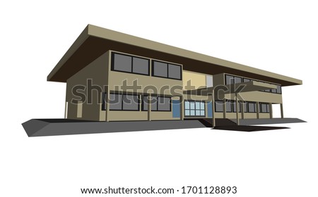 3D illustration of workplace project