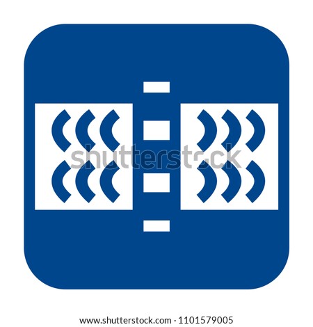 Vector monochrome flat design icon of  guided wave testing.  Blue isolated pipeline inspections logo.