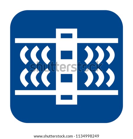 Vector monochrome flat design icon of  guided wave testing.  Blue isolated pipeline inspections logo.