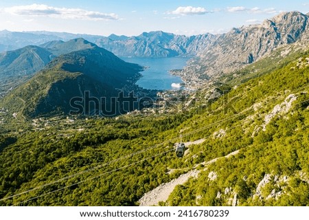 Similar – Image, Stock Photo View from the cable car in the Engadin in Graubünden in the morning