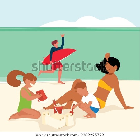 Inclusive Daily Routine  - Latino fun Family At the beach on a summer day - Mother's Day
