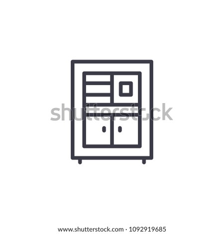 Cupboard linear icon concept. Cupboard line vector sign, symbol, illustration.