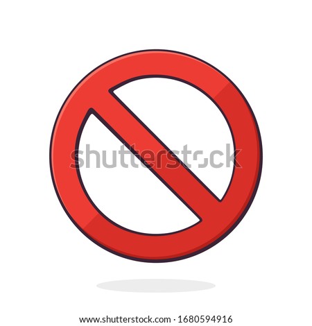 Vector illustration. General prohibition sign. Red circle with a red diagonal line through it. International no symbol. Graphic design with contour. Isolated on white background