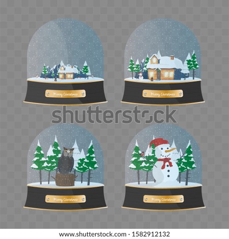 Vector set of winter snow balls with high details. Set of Merry christmas glass ball collection. Vector illustration