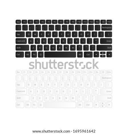 A set of keyboard layouts. The layout of the keyboard buttons. Isolated vector illustration.