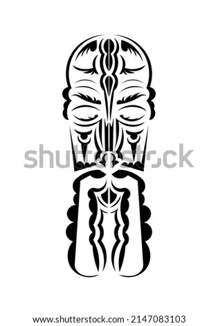 Face in the style of ancient tribes. Tattoo patterns. Flat style. Vetcor.