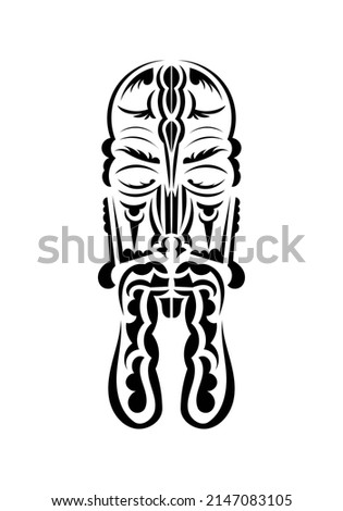 Face in the style of ancient tribes. Ready tattoo template. Isolated. Vetcor.