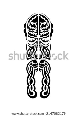 Mask in traditional tribal style. Ready tattoo template. Flat style. Vetcor.