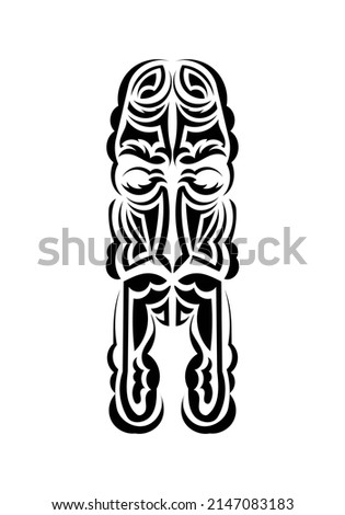 Mask in the style of the ancient tribes. Tattoo patterns. Isolated. Vetcor.