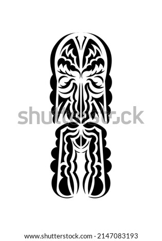 Mask in traditional tribal style. Ready tattoo template. Isolated. Vetcor.