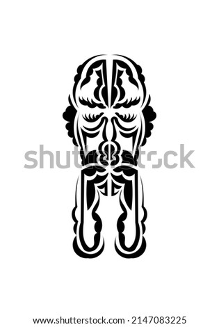 Polynesian style face. Ready tattoo template. Isolated on white background. Vector illustration.