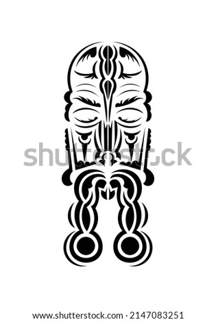 Maori style face. Ready tattoo template. Flat style. Vetcor.
