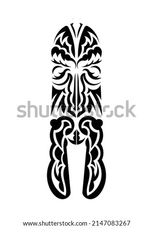 Maori style face. Tattoo patterns. Isolated on white background. Vector illustration.
