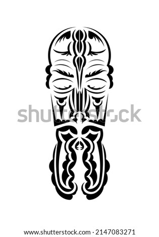 Maori style face. Black tattoo patterns. Isolated. Vector illustration.
