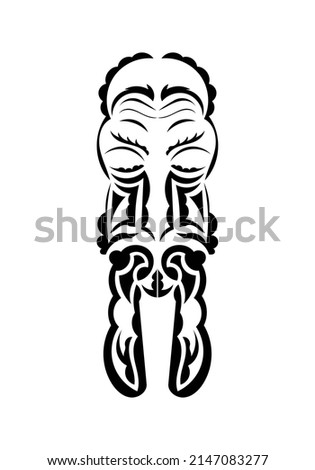 Maori style face. Ready tattoo template. Isolated on white background. Vetcor.