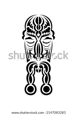 Maori style face. Black tattoo patterns. Flat style. Vector illustration.