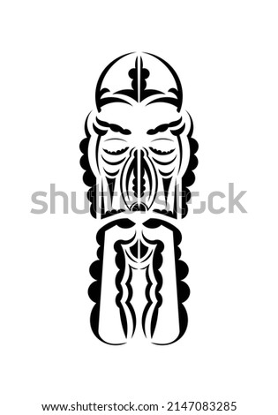 Face in the style of ancient tribes. Ready tattoo template. Isolated. Vector illustration.
